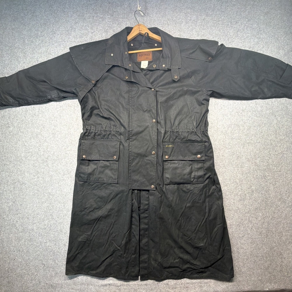 Outback Trading Co Oilskin Duster Coat Men's XL Black Long Rider
